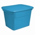 thumbnail image 1 of Sterilite 68 Liter Tote, Plastic Storage Bin with Snap-on Lid, Stackable, Aqua Blue, 1 of 5