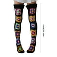 thumbnail image 3 of Crochet Knitted Thigh High Stockings Over the Knee Long Tube Stretchy Leg Warmers with Colorful Square Pattern for Women, 3 of 9