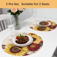 thumbnail image 5 of Sunflower Round Placemats Set of 2, Braided Polypropylene Place Mats, Farmhouse Rose Floral Vintage Butterfly Washable Table Mats for Kitchen Dinner Holiday Wedding Party Coffee Table Decoration 15", 5 of 9