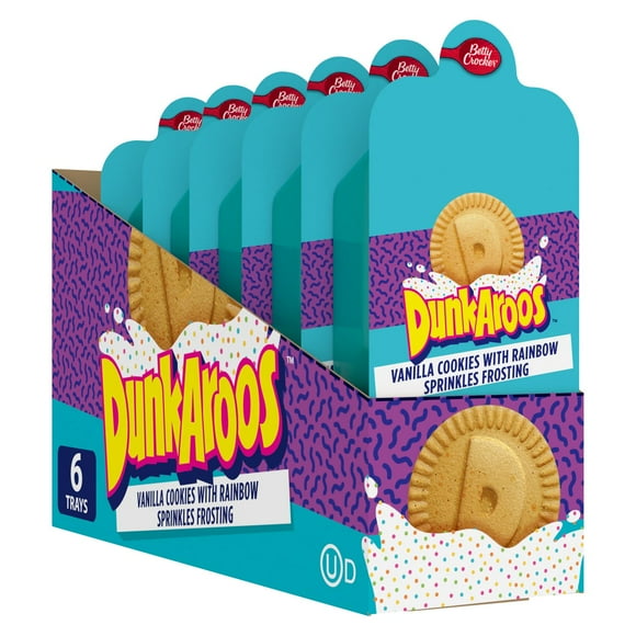 Betty Crocker DunkAroos Vanilla Cookies with Rainbow Sprinkles Frosting, 42 g
