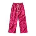 thumbnail image 3 of KLHDSF Women's Leopard Print High Waist Wide Leg Pants Drawstring Loose Casual Lounge Trousers Daily Streetwear for Women Spring Fall Hot Pink M, 3 of 6