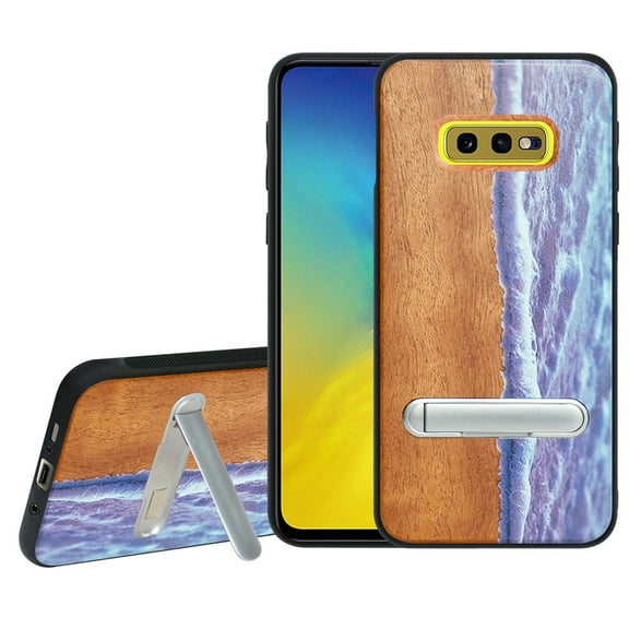 Labanema Samsung Galaxy S10e /S10 Lite Case, Samsung Galaxy S10e /S10 Lite Cover with Metal Kickstand, Natural Wood TPU Cover, Anti Scratch Case for Samsung Galaxy S10e /S10 Lite (Waves)