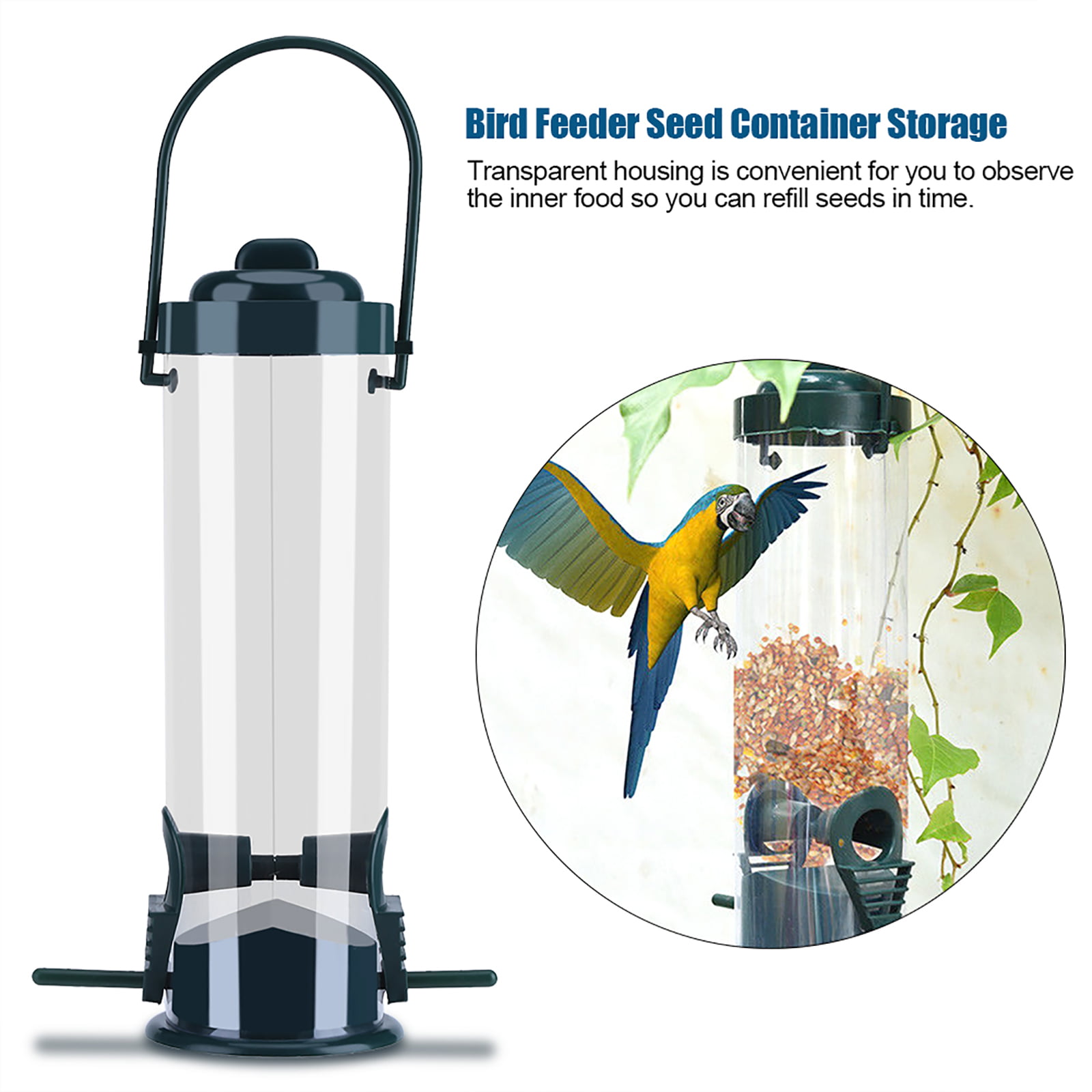 1pc Plastic Hanging Bird Feeder Large-capacity Hanging Food Container Pet Supply 