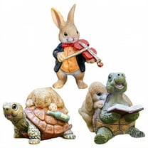 ICERUN 3Pcs Garden Statues,Resin Rabbit Sculpture Garden Art,Delicate Hair Surface Yard Decorations Outdoor,Style1