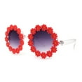 thumbnail image 2 of Womens Daisy Flower Trim Round Circle Lens Hippie Sunglasses Orange Smoke, 2 of 4