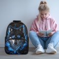thumbnail image 3 of POLERO Blue Wolf Galaxy 17 Inch Backpack for Kids, Polyester Lightweight Portable School Backpack for Outdoor, 3 of 10