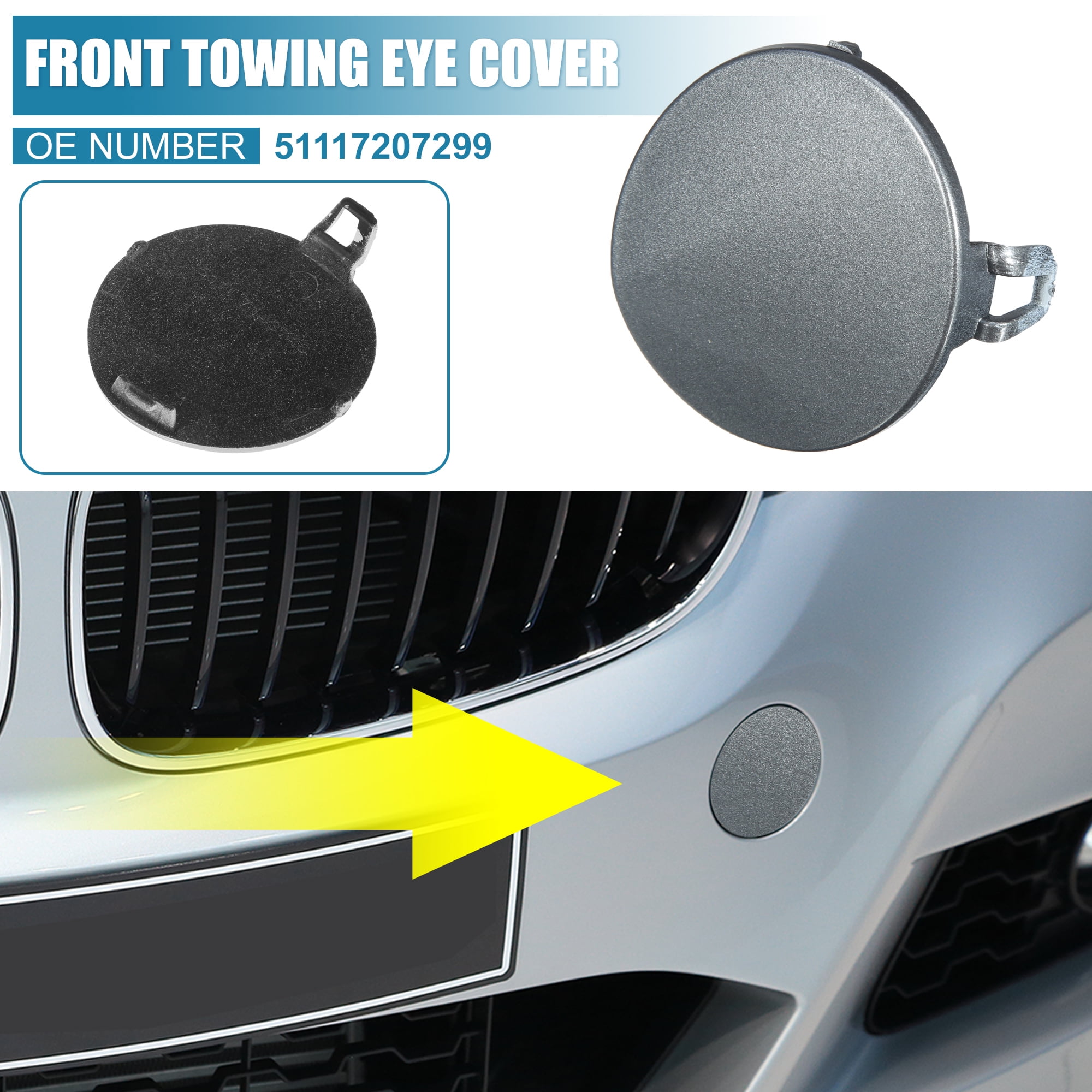 Unique Bargains Front Bumper Tow Hook Cover for BMW 3 Series E90 E91 2009-2012 Gray