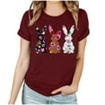 thumbnail image 3 of VBTAPA Short Sleeve Tops for Women 2025 Easter Christian T-shirts Jesus Cross Print Graphic Tees Novelty Holiday Blouse Flash Sales Wine S, 3 of 6