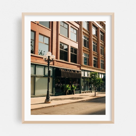 Bloomington Architectural 03 - Bloomington Illinois Photography Oak Framed Wall Art Print 16 x 20 inches