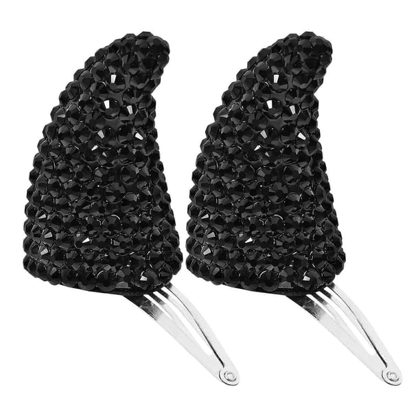 Decorative Rhinestone Hair Clips In Black For Women And Teenagers Perfect For Halloween Parties Stylish Accessory 1 Pair