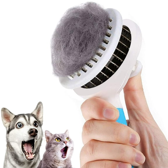 SkyAuks Self Cleaning Slicker Brush, Dog Cat Bunny Pet Grooming Shedding Brush - Easy to Remove Loose Undercoat, Pet Massaging Tool Suitable for Pets with Long or Short Hair
