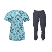 Womens Medical Nursing Scrub Set GT 4FLEX Print Top and Jogger Pant