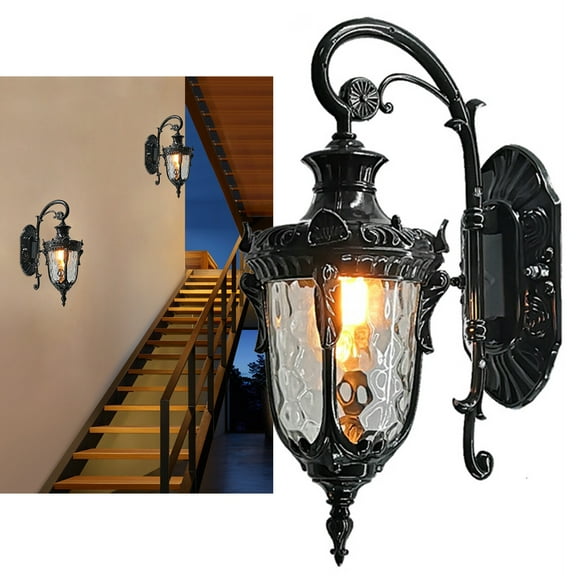 Wall Light Exterior Wall Mount Retro Outdoor Garden Lantern Sconce Light Fixture 110V~260V 60W IP23 23*23*43cm for Front Doors, Sheds, Hallways