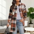 thumbnail image 5 of Womens Plaid Long Sleeve Jacket, Button Up Fall Fashion Flannel Shirt, Winter Clothing Woolen Coats, 5 of 5