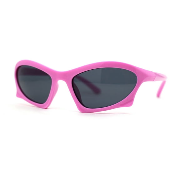 Trendy Iconic 90s Wrap Around Sport Plastic Sunglasses Pink Black