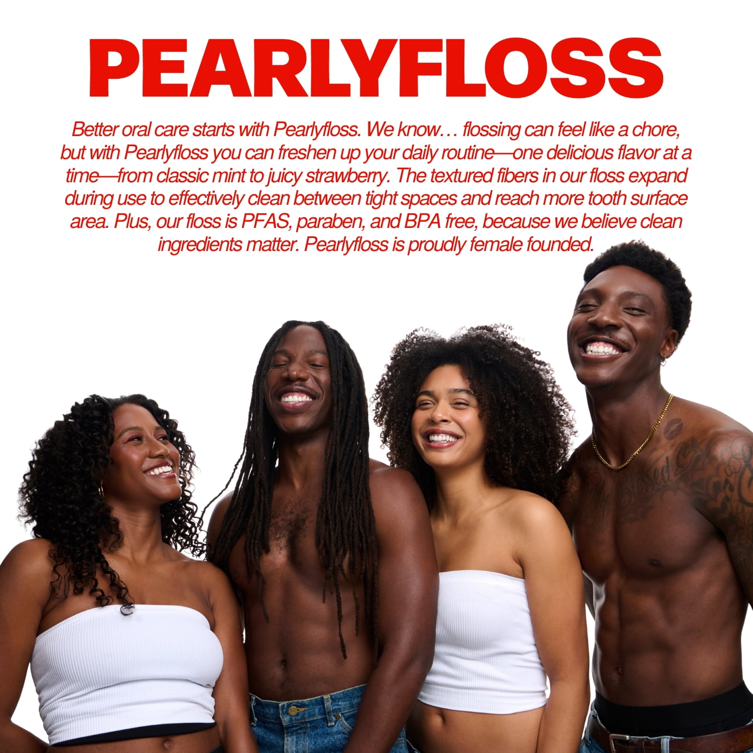 PearlyFloss Strawberry Dental Floss, 33 Yards