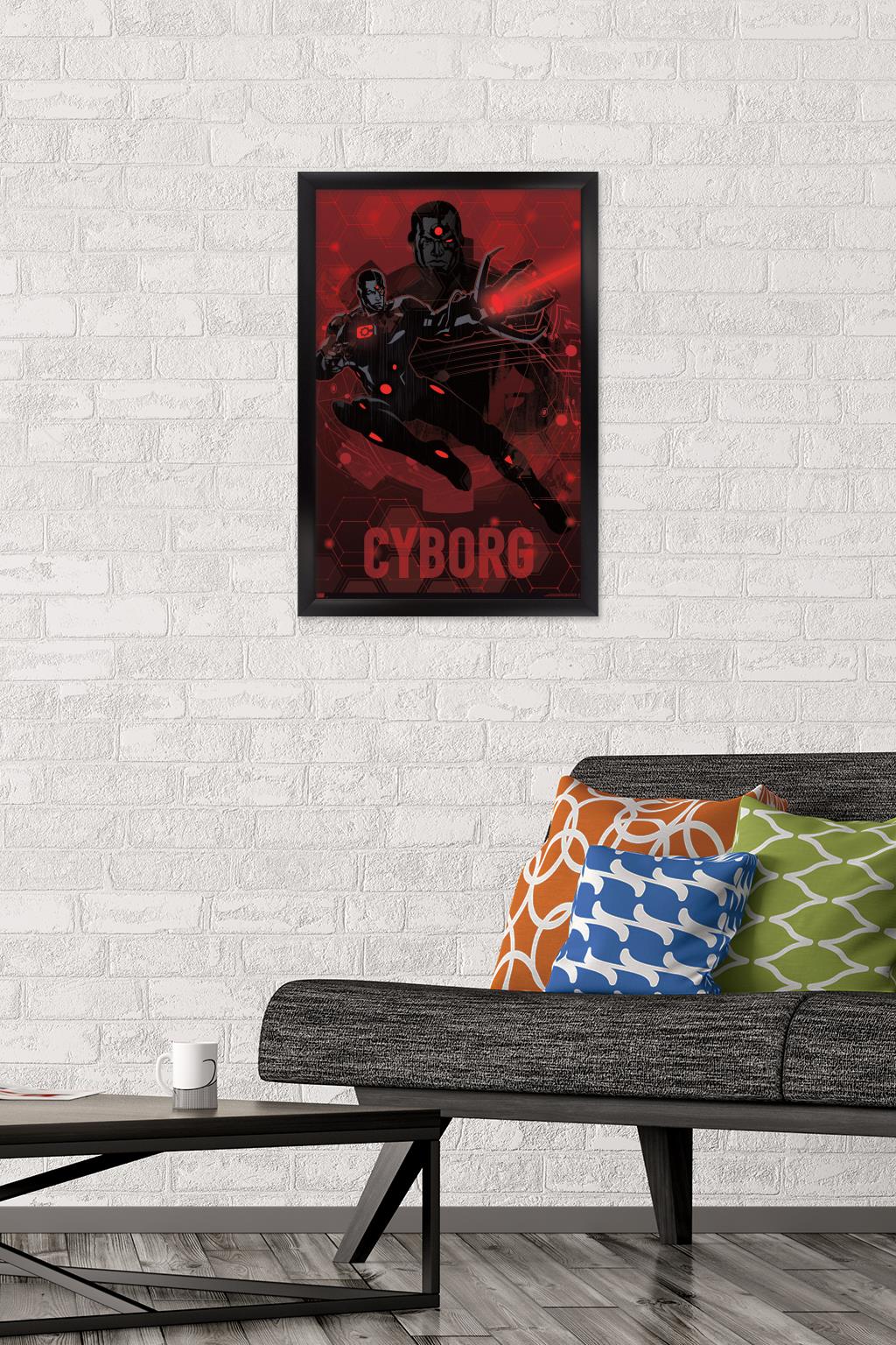 DC Comics: Dark Artistic - Cyborg Wall Poster, 14.725" x 22.375" Framed