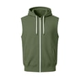 thumbnail image 4 of Fnooota Mens Lightweight Vests, Casual Zip up Drawstring Sleeveless Fall Hoodies with Pockets Army Green Size M, 4 of 5
