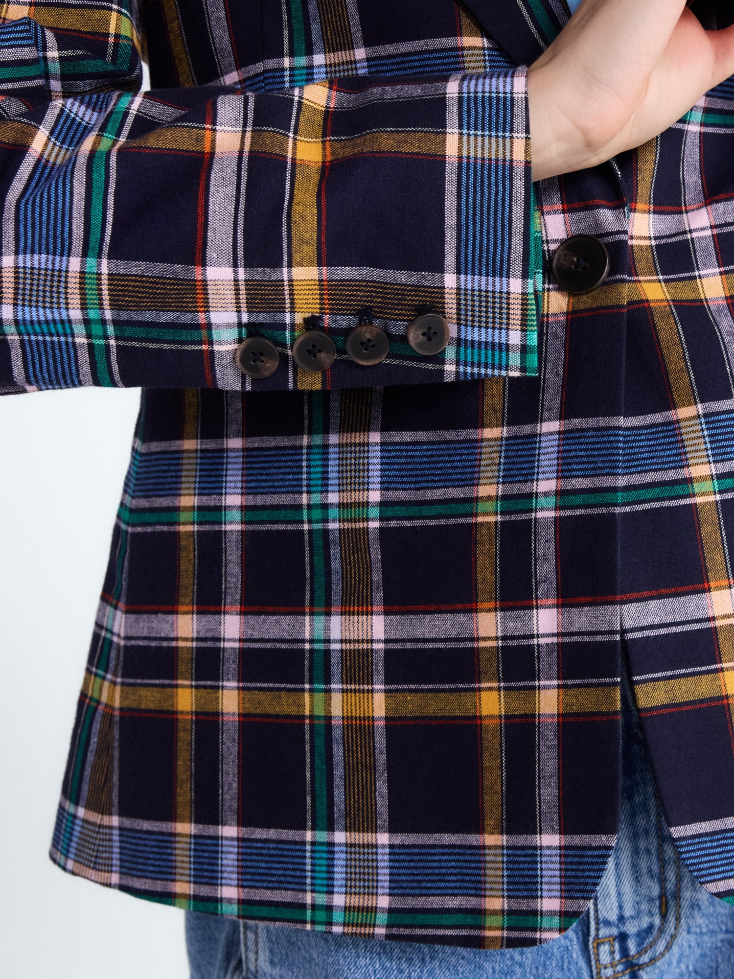 Free Assembly Women's and Women's Plus The Belmont Plaid Single Breasted Blazer, Sizes XS-4X