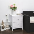 thumbnail image 4 of Kinbor Bedroom Furniture Black Nightstand Table with Double Drawers and Cabinet for Storage White, 4 of 6