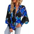 thumbnail image 5 of Michellecmm  Women Button up Shirt Contrast Color Loose Casual Long Sleeve Blouse, 5 of 7