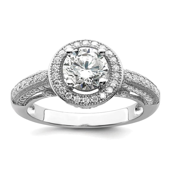 925 Sterling Silver Polished Brilliant Embers Rhodium Plated Cubic Zirconia Ring Size 7 Ring for Women