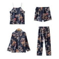 thumbnail image 3 of Jinhomg Women's Cute Silk Satin Pajamas Set Fall Cozy 7 Pcs Pjs Sets Outfits Long Sleeve Button Down Shirt and Cami, Pant, Shorts, Bag, Eye Masks, Hair Rings Navy M, 3 of 4