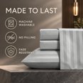thumbnail image 2 of Jessy Home 4-Piece Satin Stripe Sheet Set, Silky Soft 100% Polyester Bedding, 14-Inch Deep Pocket, King, Light Gray, 2 of 9