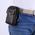 thumbnail image 1 of Bolsa Litchi Patrón Monedero Hombres Cuero Tarjeta Cartera Cinturón Bolsas (Café Vertical) JShteea Para Estrenar, 1 of 9