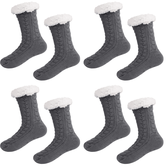 Calcetines Cálidos Con Forro Polar Mullidos Y Esponjosos Cama para Mujer (gris)