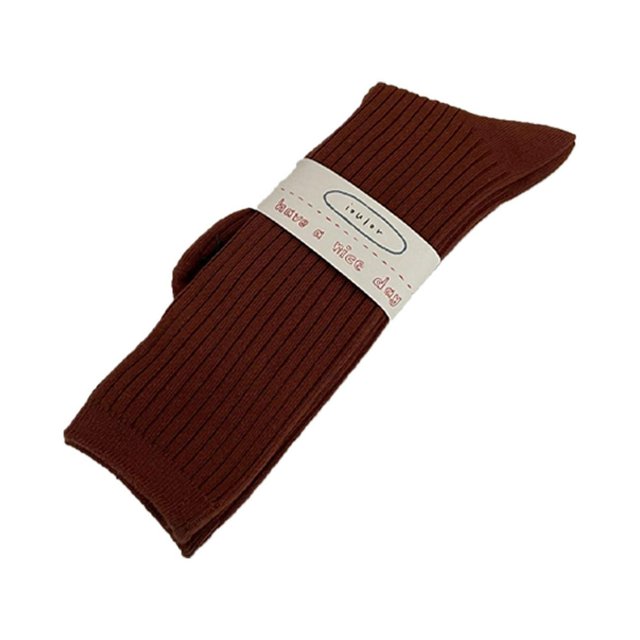 1 Pair Ribbed Mid-tube Thick Warm Ladies Socks Winter Simple Casual Solid Color Sports Socks