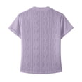 thumbnail image 6 of ClodeEU Women's V Neck Short Sleeve Blouse, Casual Solid Color Loose Fit Button Top Purple,Women's Plus L, 6 of 8
