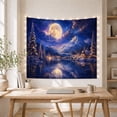 thumbnail image 5 of Golden Full Moon Above Snowy Mountains, Serene Celestial Style for Nature Lovers, Mountain Wall Decor Housewarming Gift, Tapestry Wall Hanging for Bedroom and Dorm, 5 of 7