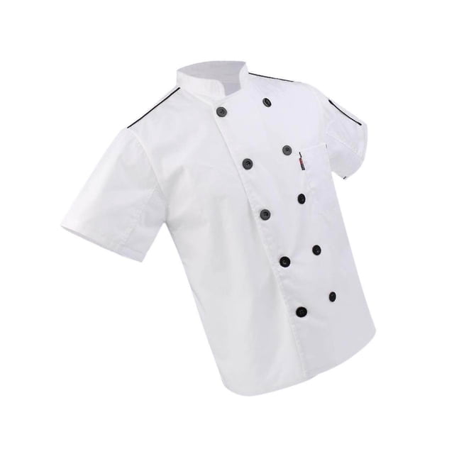 Veste de Chef à Manches Courtes pour Hommes et Femmes, Manteau de Cuisine TG Blanc