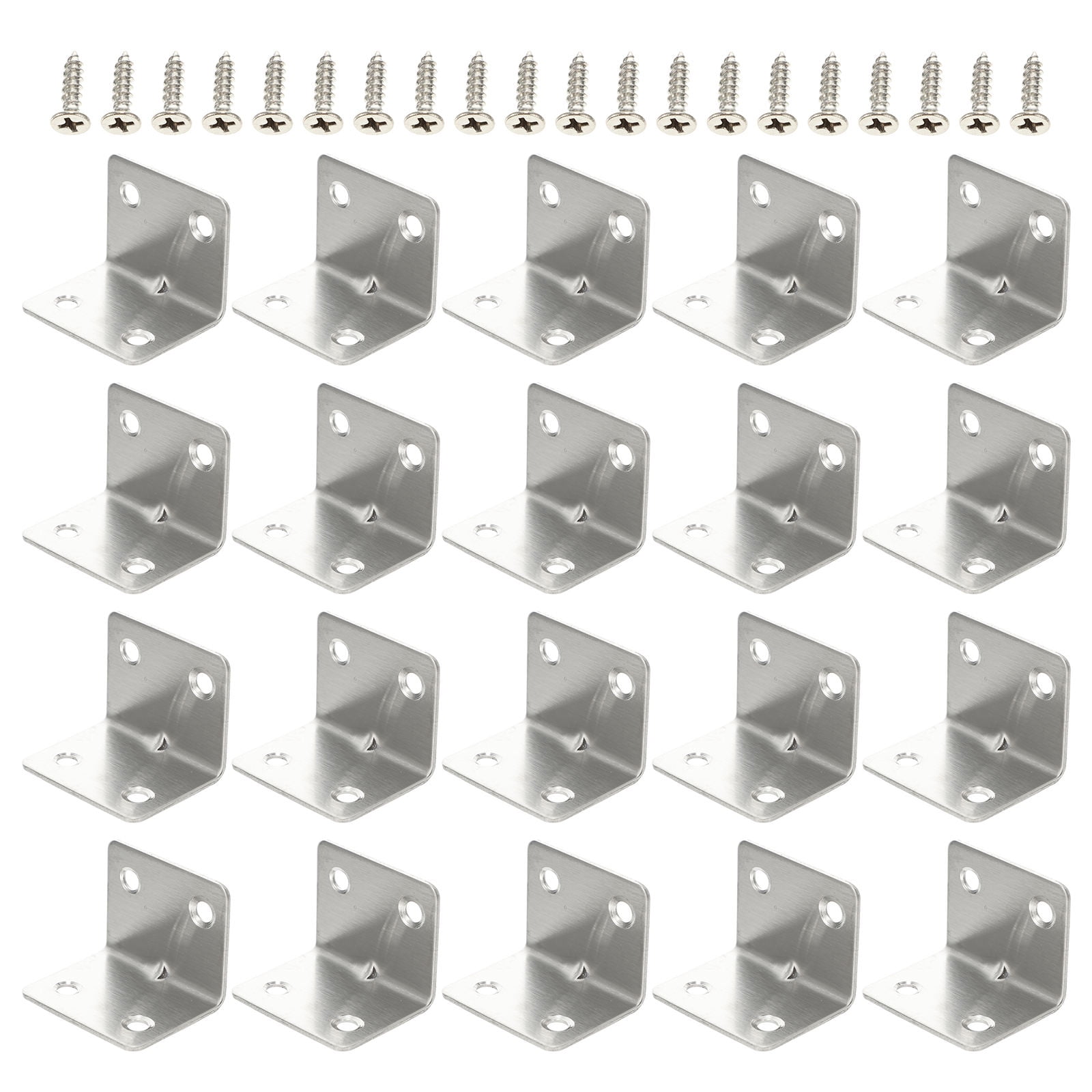 LABSERRON  40Pcs L Shape Corner Braces, Silver, 90 Degree Design, Heavy Duty for Furniture, No Cutting