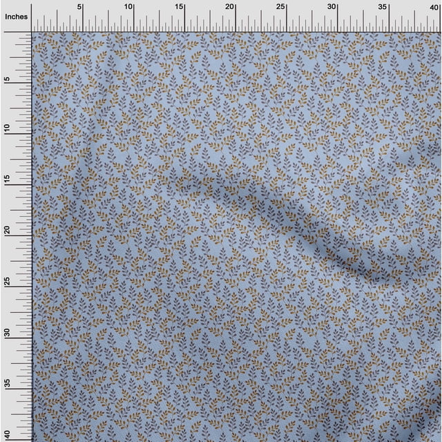 oneOone Tissu Popeline de Coton Imprimé Feuilles 42 Pouces de Large