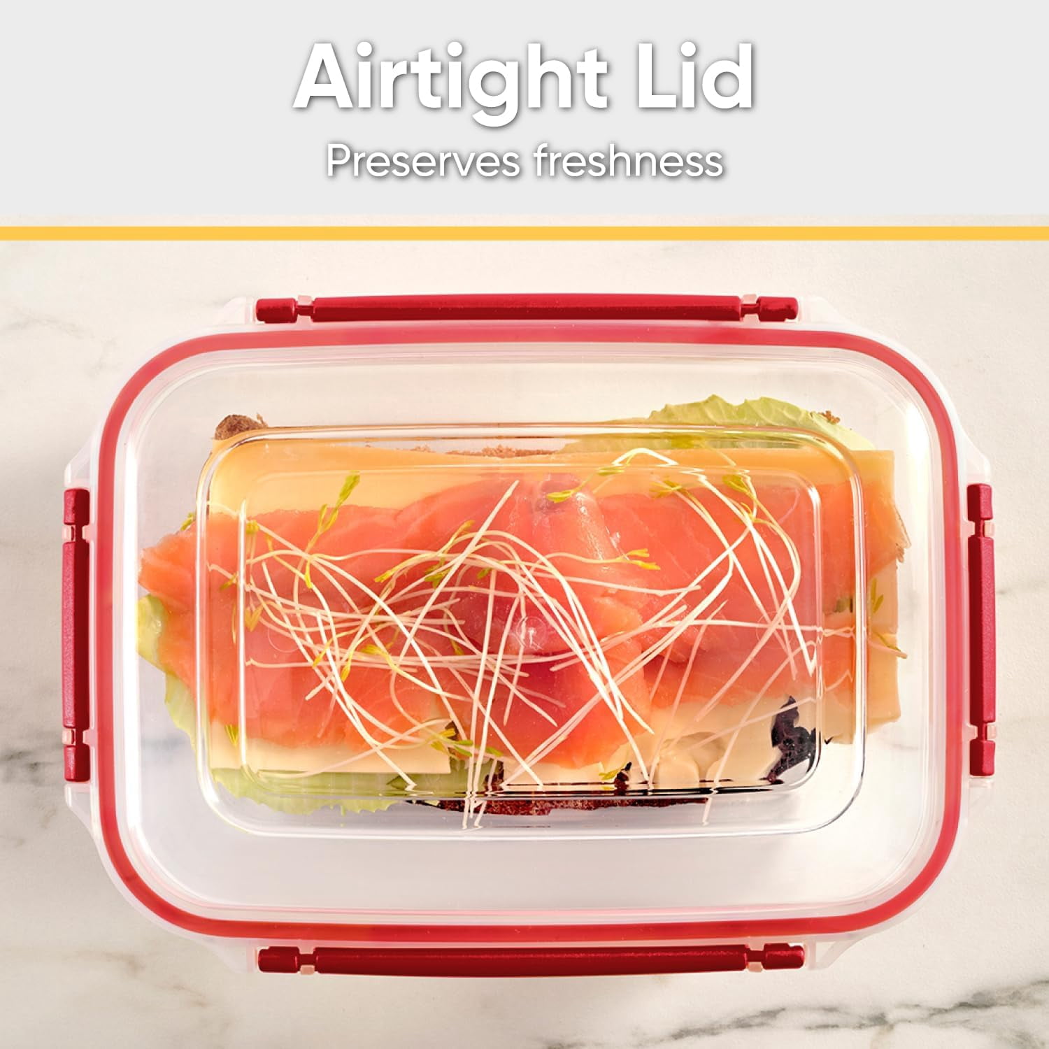 Superio Brand Superio Airtight Food Storage Container with Leakproof Lid 48 Oz - Red