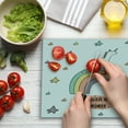 thumbnail image 3 of Unicorn Cutting Board, Hand Drawn Rainbow with Doodle Stars and Believe in Wonder Words Positive Vibes, Decorative Tempered Glass Cutting and Serving Board, Large Size, Multicolor, by Ambesonne, 3 of 5