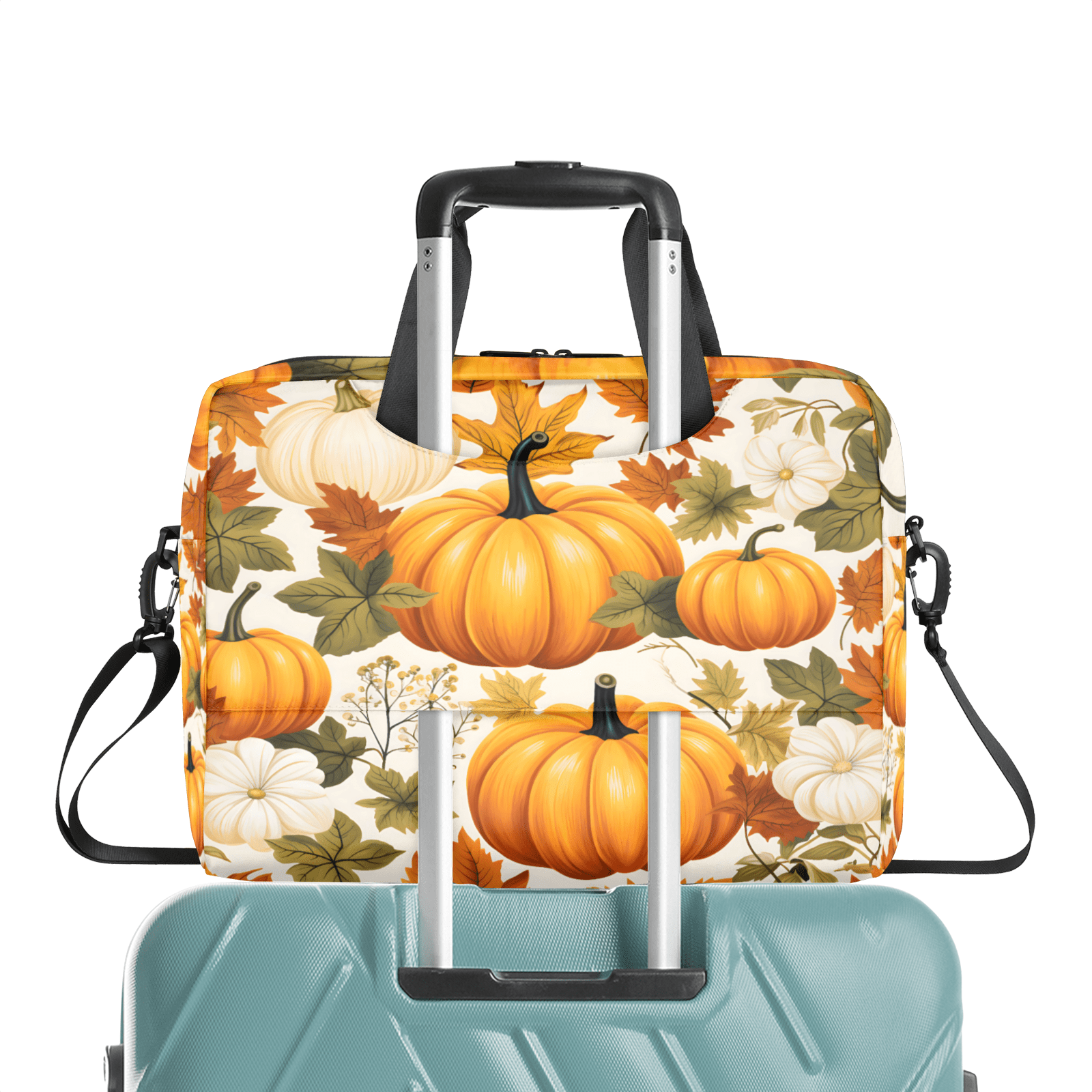 Herdesigns Autumn Pumpkin Maple Leaves Laptop Bag for Women Men, Computer Case Briefcase Messenger Bags, 15-15.6 inch Laptop Sleeve Shoulder Bag