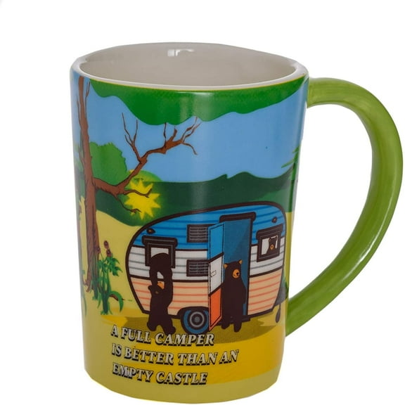 A Full Camper is Better Than an Empty Castle Ceramic Mug - RV Black Papa Bear Coffee Mug for Men and Women - Mama Bear Mug Tea Cups Cute Coffee Mugs Modern Mountain Campfire Coffee Mug Gifts for Papa