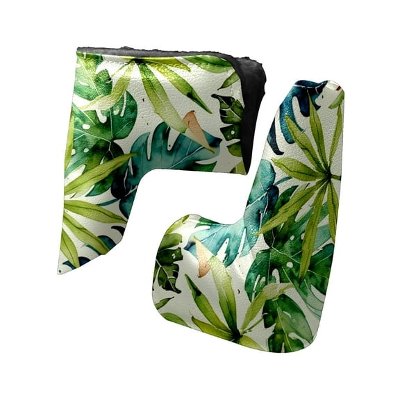 Golf Club Head Cover | Leather Golf Club Putte Headcover , Waterproof Golf Club Head Cover Set Driver Headcovers for Golf Clubs Men Women Green Leaves