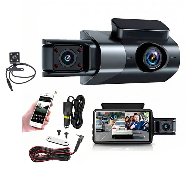 Camara DashCam WiFi 3 Lentes Full HD Pantalla 3″ y Visión Nocturna IR