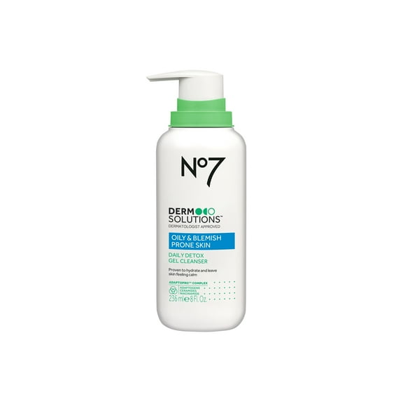 No7 Derm Solutions Daily Detox Gel Facial Cleanser for Normal to Oily & Sensitive Skin, 8oz