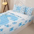 thumbnail image 3 of Castle Fairy Blue Bow Letter S Zipper Twin Comforter Sets with Fitted Sheet and 2 Pillowcases for Girls,Cute Flowers Zipper Bedding Set,4-Piece,Reversible, 3 of 6