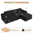 thumbnail image 3 of Fnkosi 105" Couches for Living Room with L-Shaped Chaise, Upholstered Sectional Couch with Movable Ottoma & Cup Holders, 30D Foam & Spring Hybrid Support, Black, 3 of 8