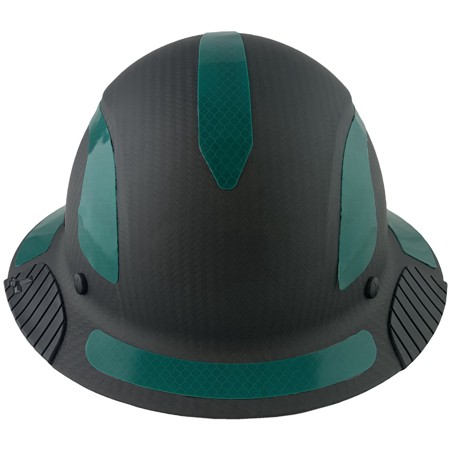 Lift Safety Helmet - Actual Carbon Fiber Full Brim Hard Hat - Matte Black with Green Reflective Decals with Hard Hat Tote Bag
