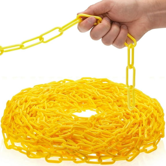 32.8 Feet Plastic Chain Links,Bexikou 0.23inch Diameter Plastic Barrier Chain,Weatherproof Privacy Safety Barrier for Fence and Gate (Yellow)