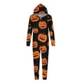 thumbnail image 4 of AGWOLF Matching Family Pajamas One-Piece Hooded Halloween Pumpkin Pajamas Set Comfy Long Sleeve Zipper Jammies Sleepwear Zipper Onesies Loungewear for Halloween Night Mom XL, 4 of 5