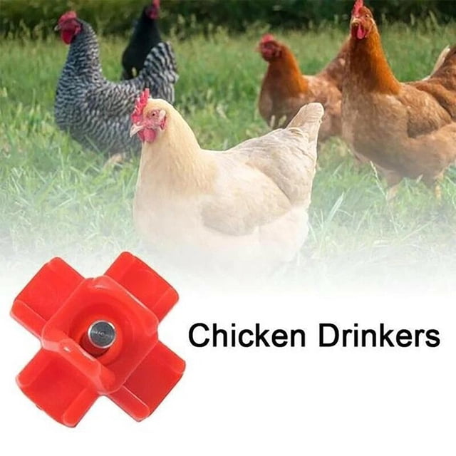 Fiudx Bebedero para Aves de Corral, Diseño de Boquillas Horizontales, Dispensador Automático de Agua, Fácil de Instalar, Construcción Duradera de Plástico y Acero, Juego de 10 Unidades para Aves de C