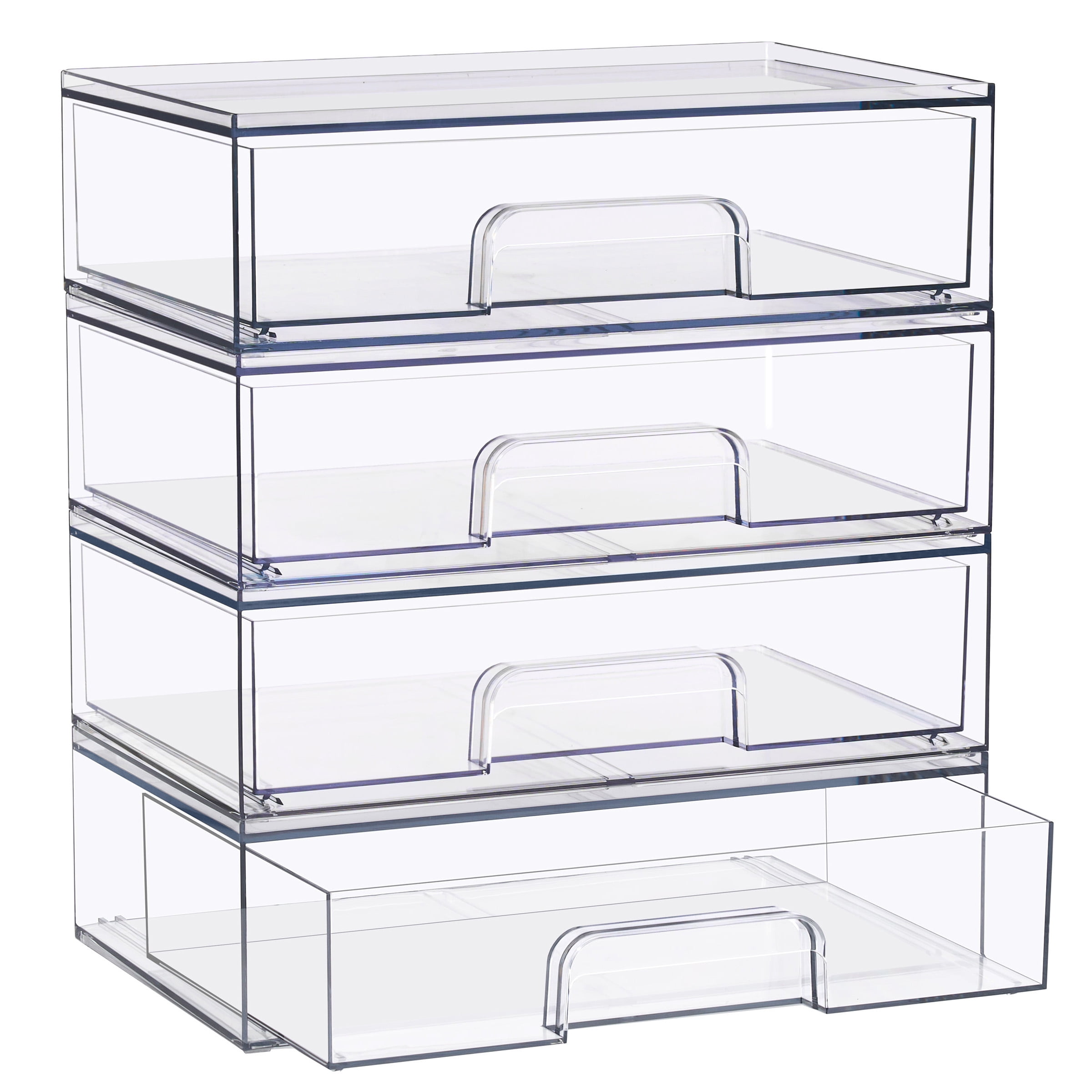 Sorbus Wide Stackable Acrylic Storage Drawers, Clear Baby Organizer Bins, 4-Pack